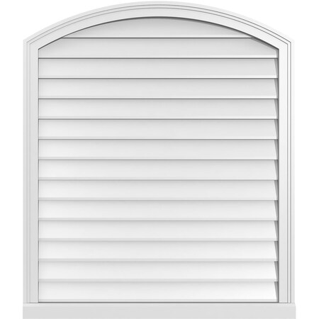 Ekena Millwork Arch Top Surface Mount PVC Gable Vent: Functional, w/ 2"W x 2"P Brickmould Sill Frame, 36"W x 42"H GVPAR36X4203SF